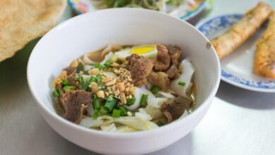 中越代表麵食米線 Mì Quảng 佐蔥花與花生碎