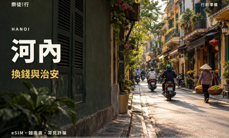 河內換錢與治安封面，河內老城區街道與機車