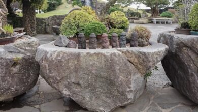 濟州島傳統石頭爺爺雕像與石頭庭園